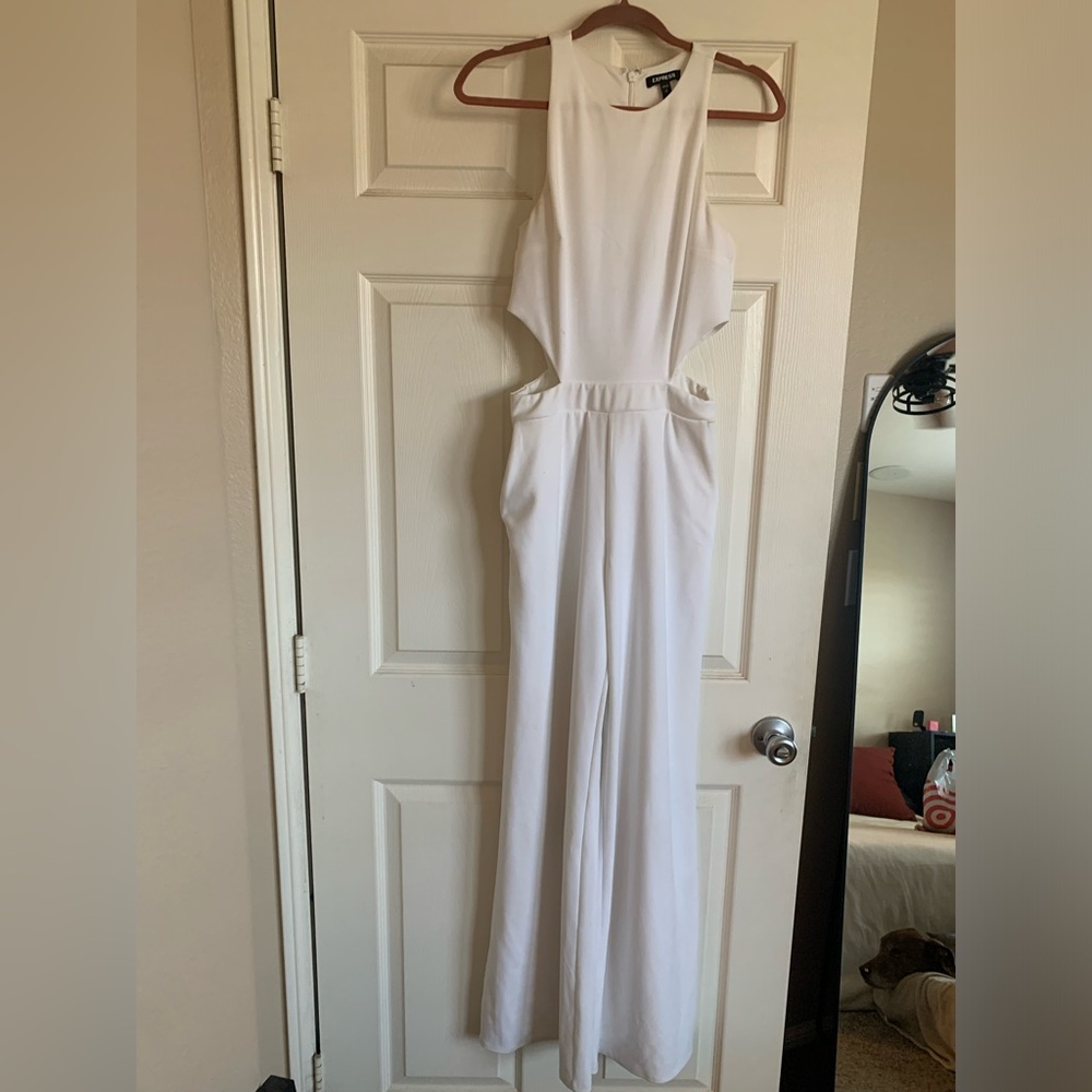 White jumpsuit with side cutouts